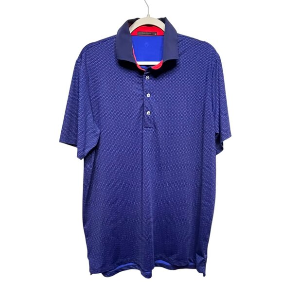 Greyson Men's Polo Shirt Blue‎ Geometric Large Short Sleeve Wolf Golf Active - Picture 1 of 6